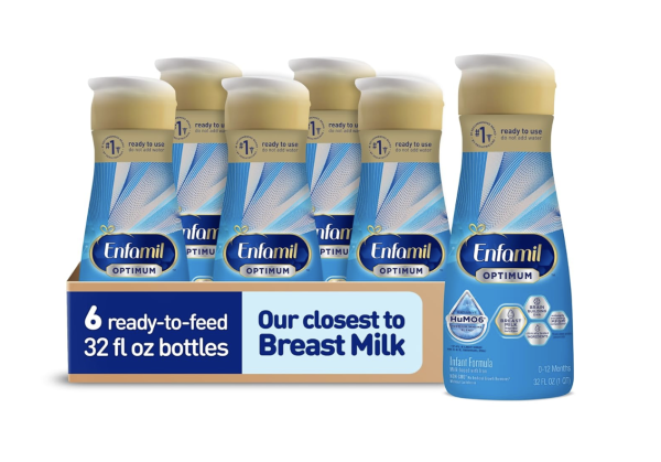 Enfamil Optimum Baby Formula, Our Closest Formula to Breast Milk, Brain-Building DHA, Immune-Supporting LnNT, Ready to Feed, Baby Milk, 32 Fl Oz, Pack of 6